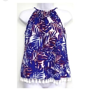 Blue red and white tank with adorable details size small by Japan brand